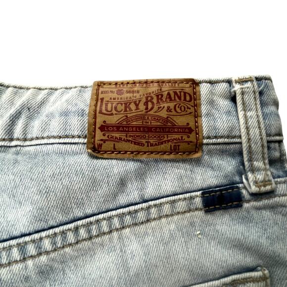 Lucky Brand Lucky Pins Denim Shorts Geometric Pattern Cut Off 2 26 Raw Hem - Picture 5 of 11